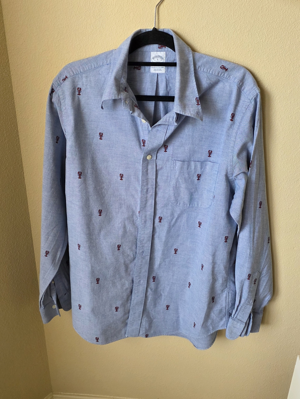 Brooks Brothers Light Blue Button-Down Shirt with Red Embroidery